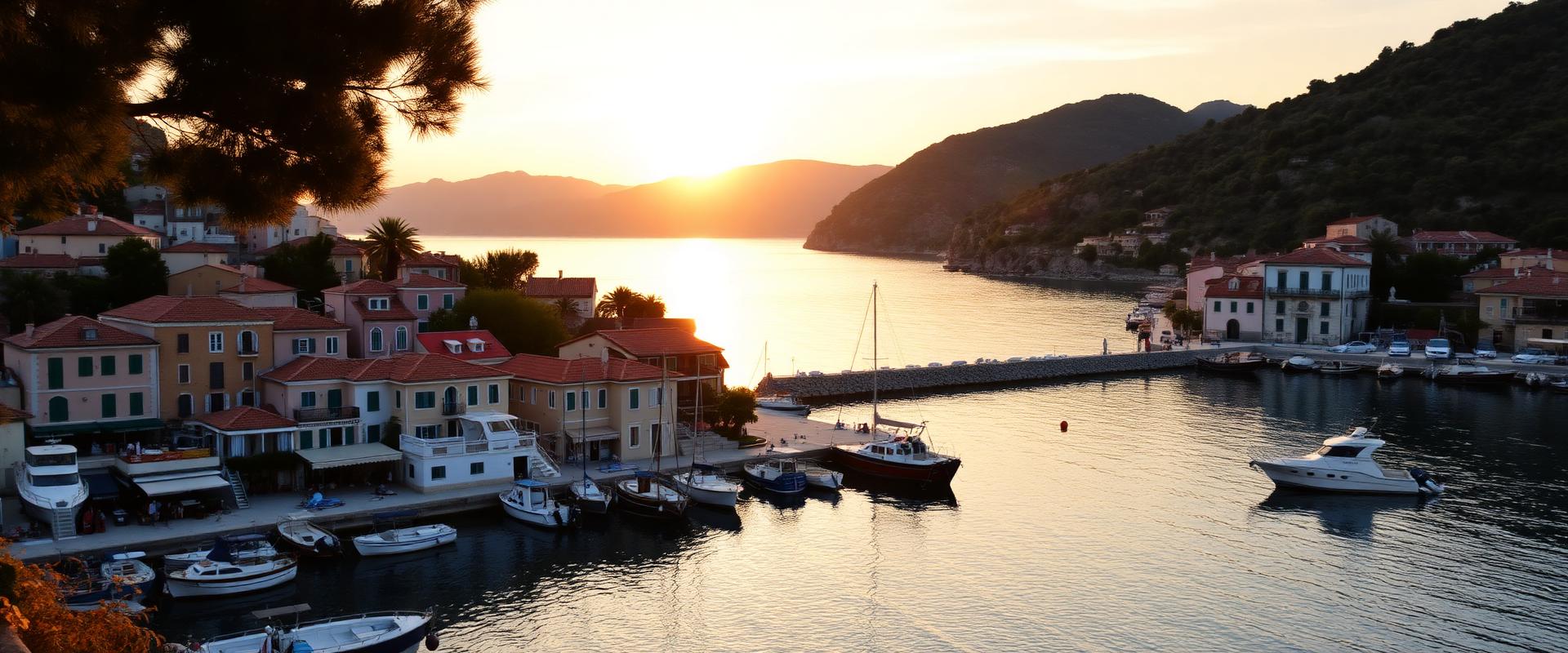 Benitses village at sunset
